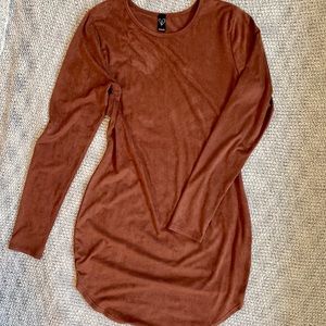 Windsor Long Sleeve Brown Suede Bodycon Dress